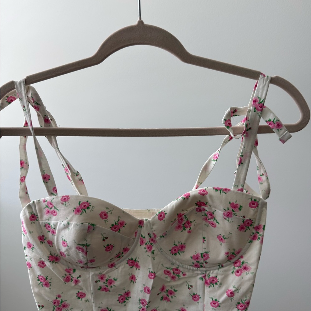 Zara Floral Crop Top - White and Pink